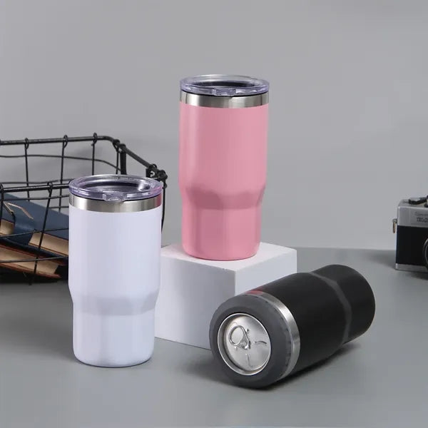16oz Double Lid Stainless Steel Insulated Tumbler Can Cooler