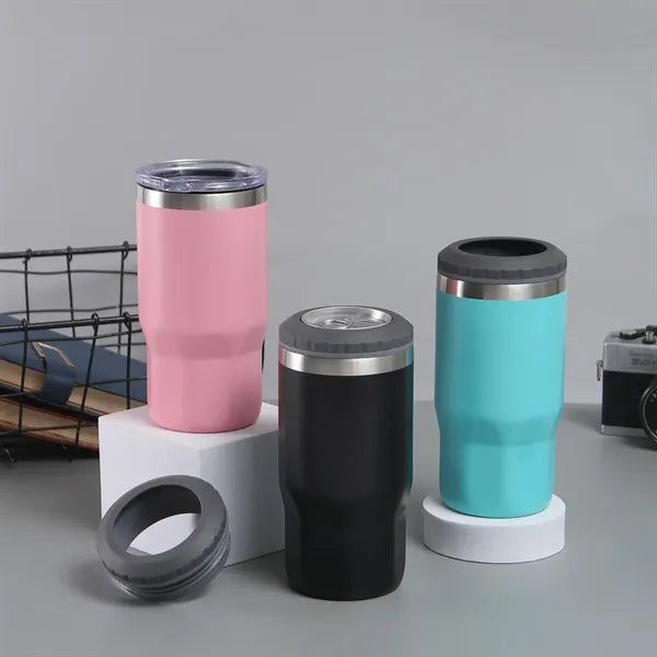 16oz Double Lid Stainless Steel Insulated Tumbler Can Cooler