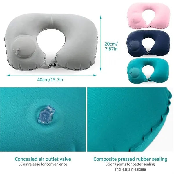 PVC Flocked U-Shaped Neck Pillow - Travel Cushion