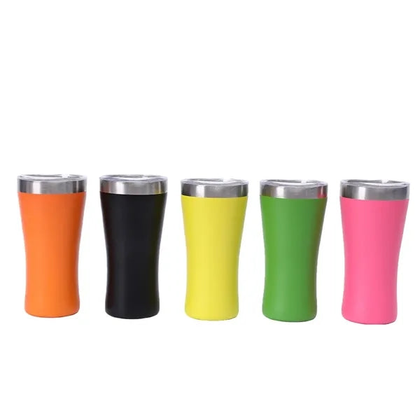 6 Oz Curved Stainless Steel Insulated Travel Coffee Tumbler