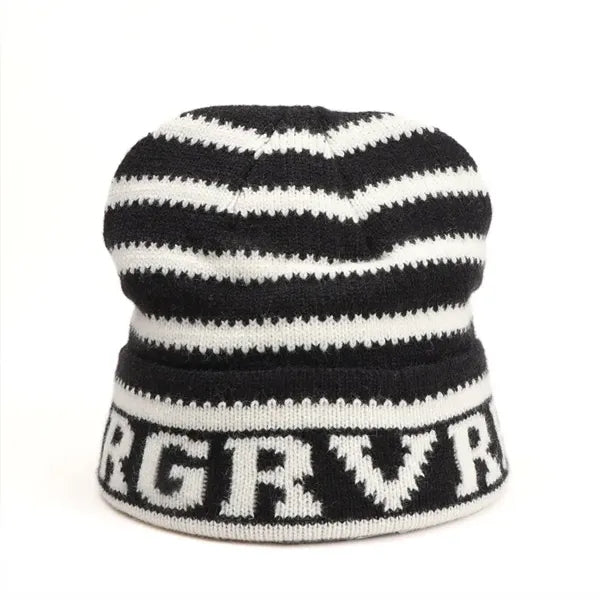 Autumn/Winter Fashion Striped Letter Jacquard Knitted Hat