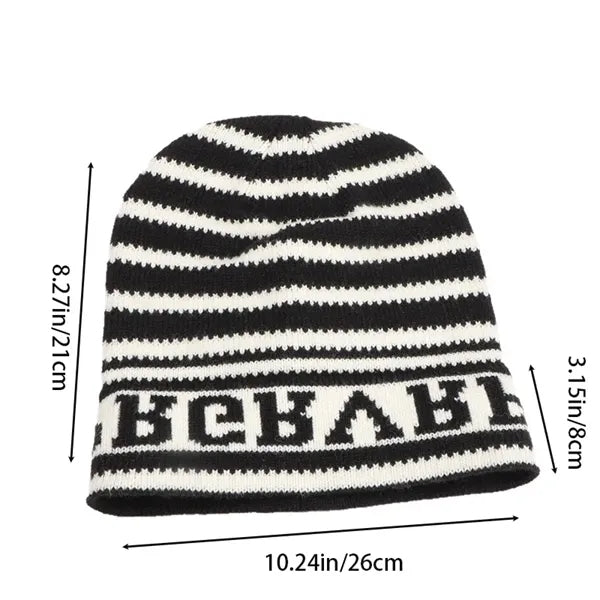 Autumn/Winter Fashion Striped Letter Jacquard Knitted Hat