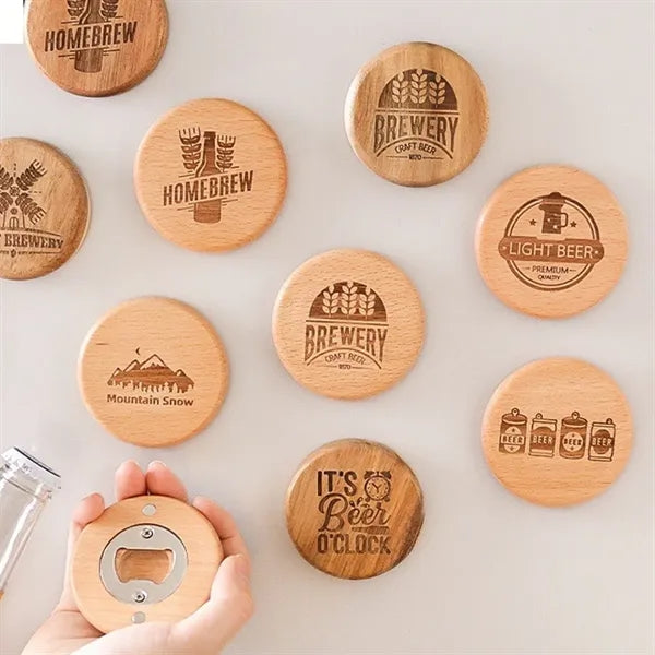 Engraved Wooden Fridge Magnet Beer Bottle