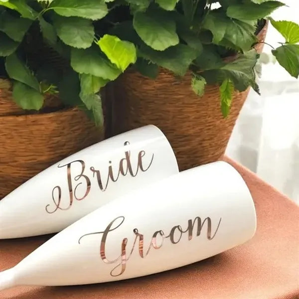 6 oz White Plastic Champagne Glasses