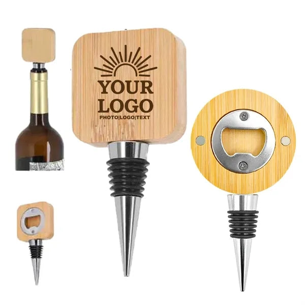 Magnetic Wood Wine Corks Bottle Sealers with Opener