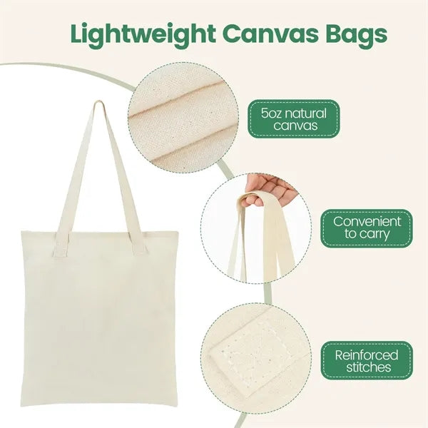 Lightweight Natural Cotton Canvas Tote Bags