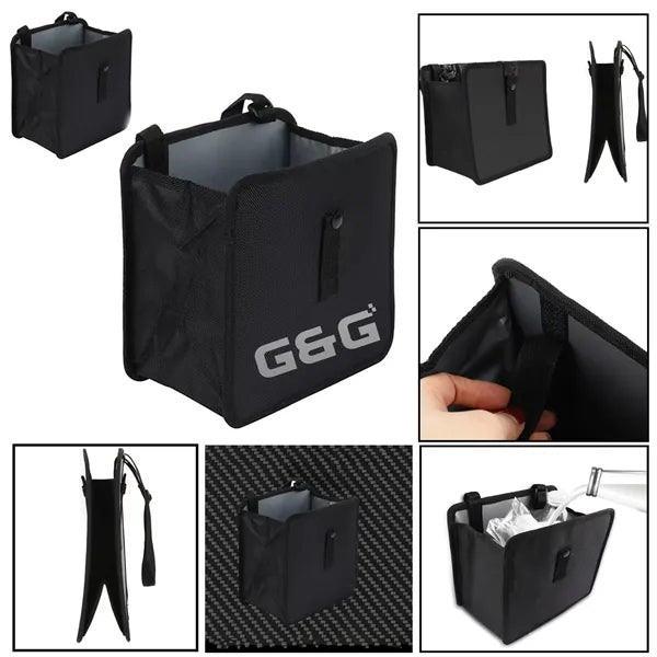 Foldable Oxford Car Trash Bin w/ Leakproof Liner