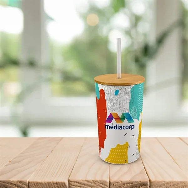 Full Color Bamboo Top Tumbler
