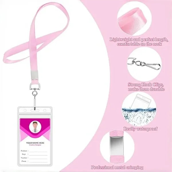 Polyster Work ID Card Holder Lanyard Set
