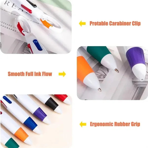 Retractable Shuttle Pen 4-in-1 Multicolor Ballpoint Pens wit