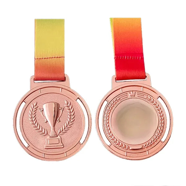 Trophy-patterned metal medal