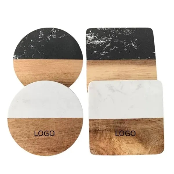 Marble Wood Coasters Round Square Mix and Match