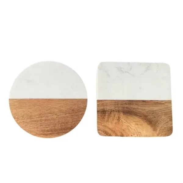 Marble Wood Coasters Round Square Mix and Match