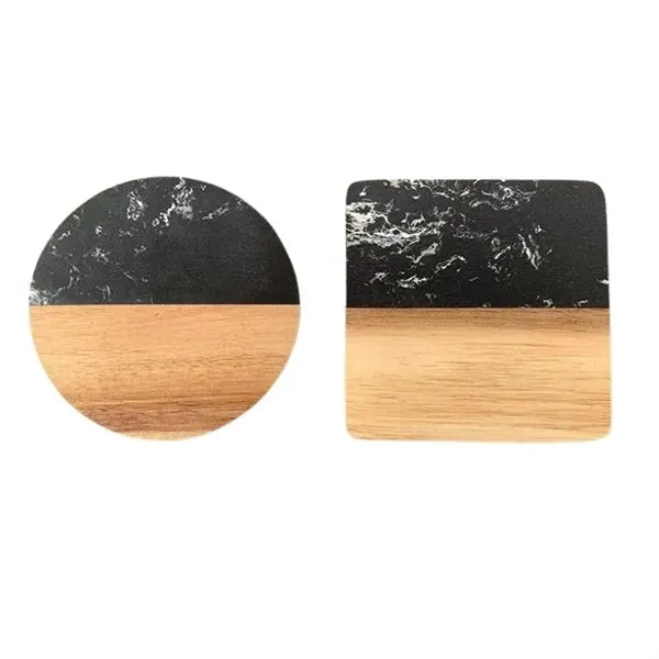Marble Wood Coasters Round Square Mix and Match