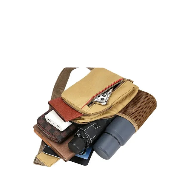 Crossbody Sling Bag with Earbud Port and Multi-Pocket