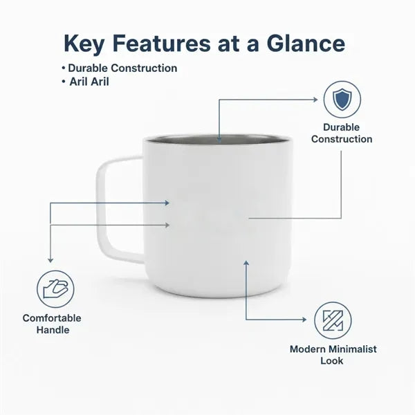12oz Custom Double-Wall Stainless Steel Camp Mug
