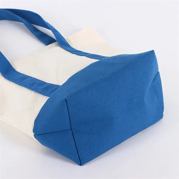 Natural Open Top Long Handle Canvas Tote Bag