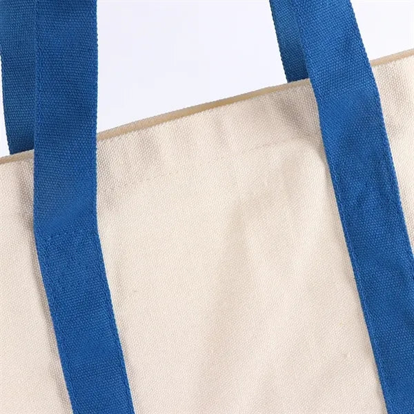 Natural Open Top Long Handle Canvas Tote Bag
