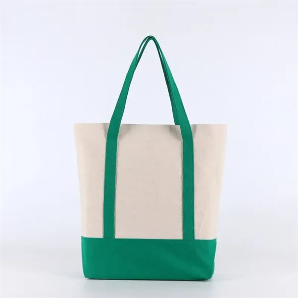 Natural Open Top Long Handle Canvas Tote Bag