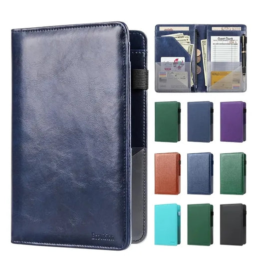 Leather Server Book with Zipper Pocket