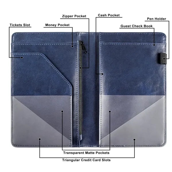 Leather Server Book with Zipper Pocket