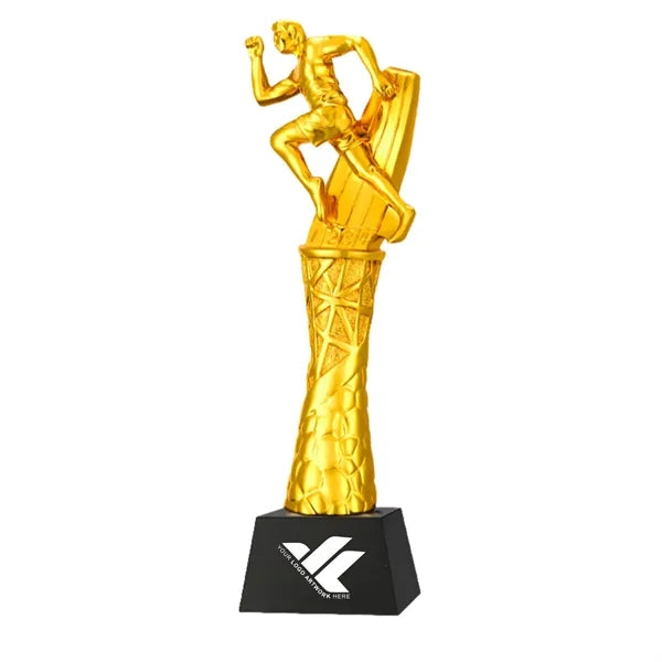 Running gold resin trophy