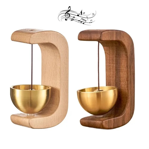 Magnetic Wooden Door Chime Bell with Brass Accent