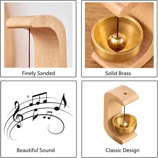 Magnetic Wooden Door Chime Bell with Brass Accent