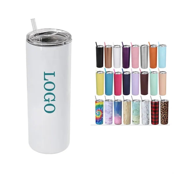 20oz Stainless Steel Straight Slim Thin Skinny Tumbler w/ S