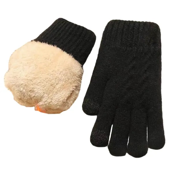 Double-layer fleece touchscreen gloves