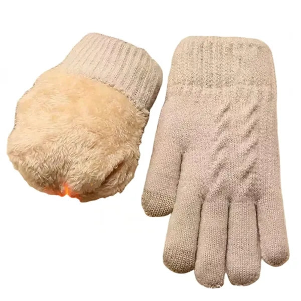 Double-layer fleece touchscreen gloves