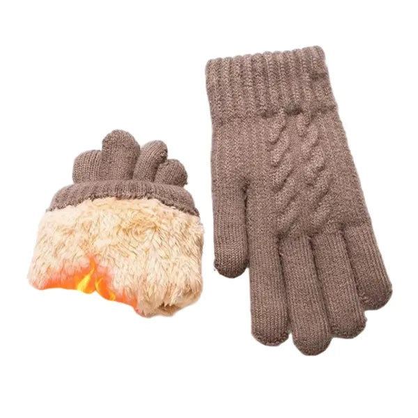 Double-layer fleece touchscreen gloves