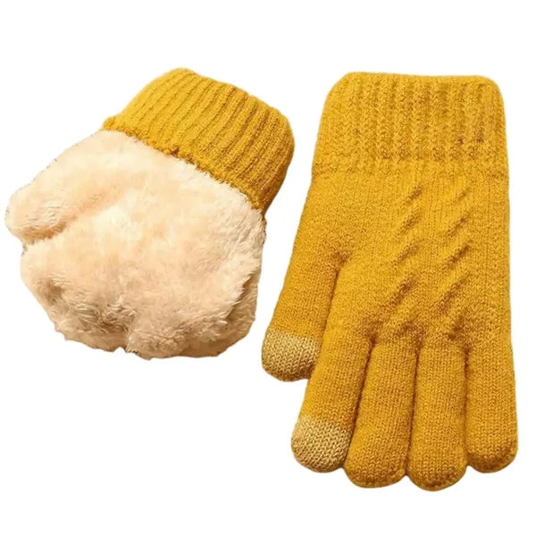 Double-layer fleece touchscreen gloves