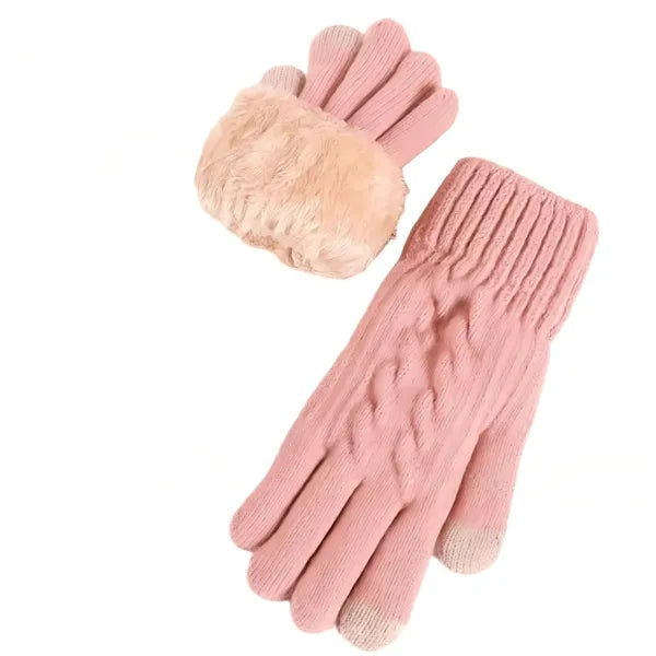 Double-layer fleece touchscreen gloves