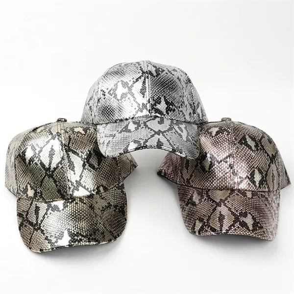 Summer Fashion PU Snake Pattern Baseball Hat
