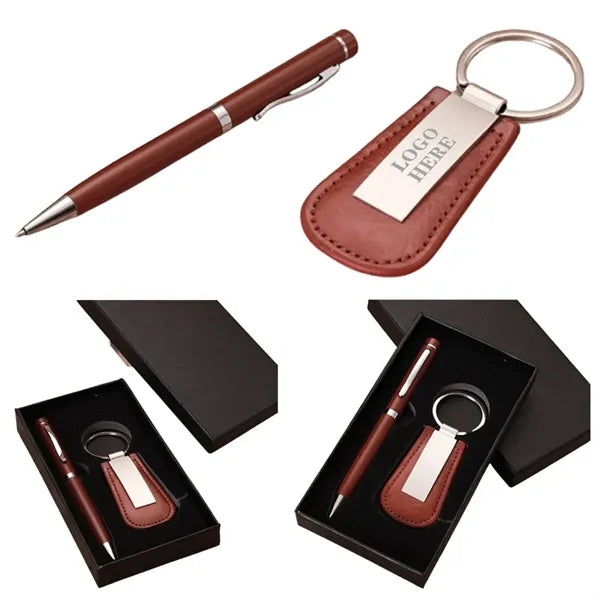 Pen And Leatherette Keychain 2 Set Gift