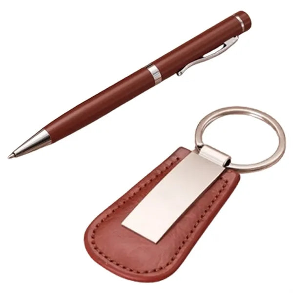 Pen And Leatherette Keychain 2 Set Gift