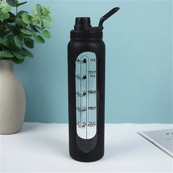 32oz Time-Marked Water Bottle with Protective Sleeve