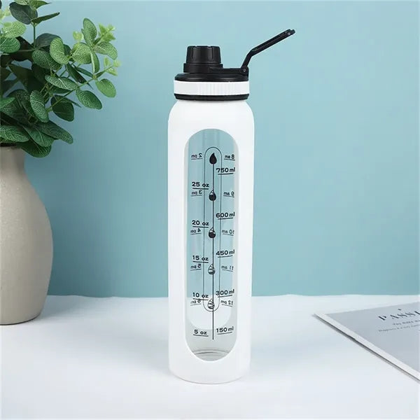 32oz Time-Marked Water Bottle with Protective Sleeve