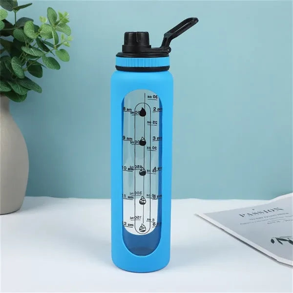 32oz Time-Marked Water Bottle with Protective Sleeve