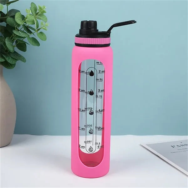 32oz Time-Marked Water Bottle with Protective Sleeve