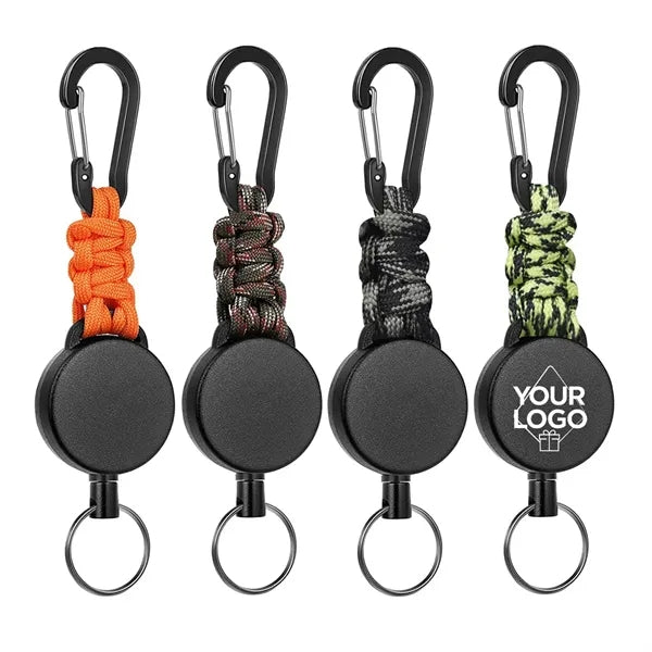 Paracord Braided Retractable Keychain with Carabiner Clip