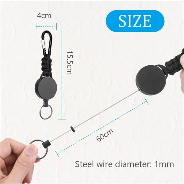 Paracord Braided Retractable Keychain with Carabiner Clip
