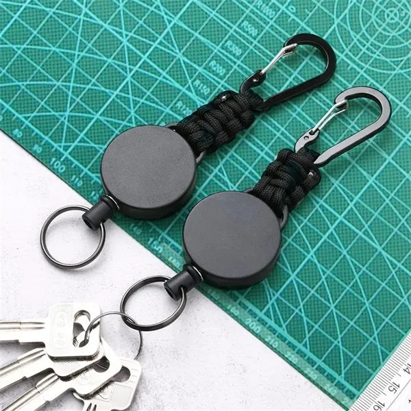 Paracord Braided Retractable Keychain with Carabiner Clip