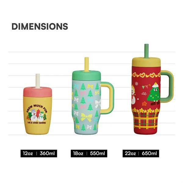 12/18Oz Stainless Steel Double-Wall Tumbler with Lid & Straw