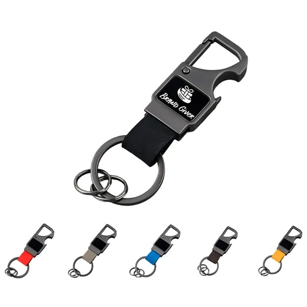 Leather Keychain With Bottle Opener and Carabiner