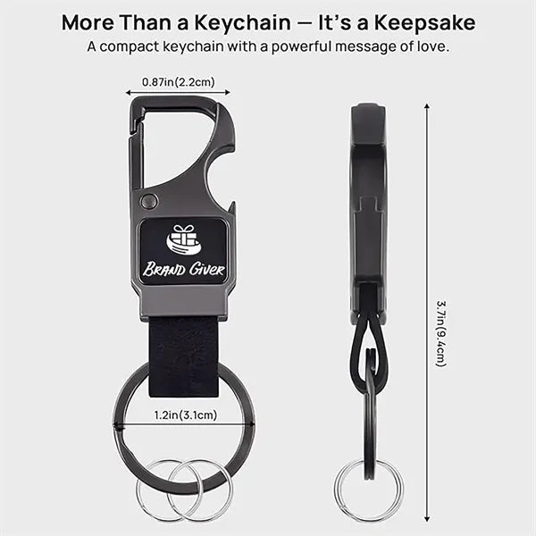 Leather Keychain With Bottle Opener and Carabiner