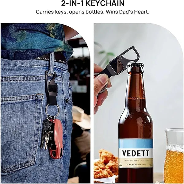 Leather Keychain With Bottle Opener and Carabiner