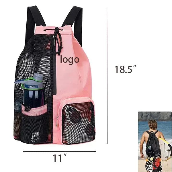 Swim Bag Mesh Drawstring Backpack