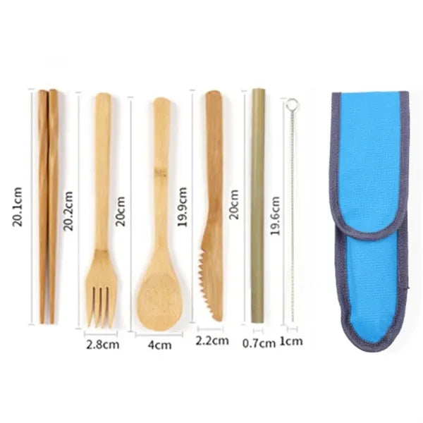 Bamboo Travel Utensil Set with Case